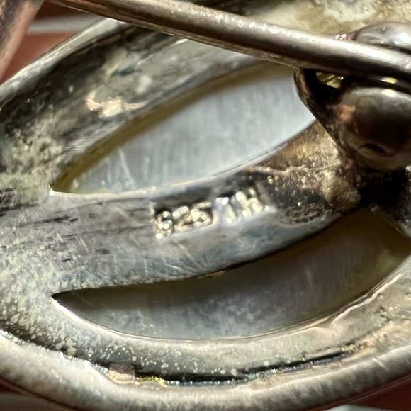 Vintage Sterling Silver Dragonfly Brooch  with Mother of Pearl & Marcasite - Picture 8 of 9